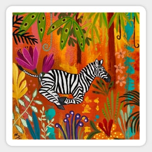 Zebra in the Rainbow Forest Sticker